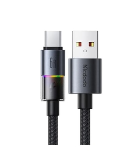 Mcdodo CA-8180 Usb Typec 6A 7 Renkli LED Işıklı Şarj Data Kablosu (Siyah)