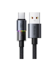 Mcdodo CA-8180 Usb Typec 6A 7 Renkli LED Işıklı Şarj Data Kablosu (Siyah)