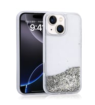 Apple iPhone 15 Uyumlu Kılıf Sıvılı Simli Şeffaf Arka Yüzey Zore Keto Silikon Kapak (Gümüş)