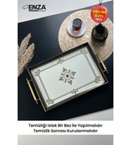 Çınar Beyaz Çay Kahve Kahvaltılık ve Sunum Tepsisi 48x29 cm