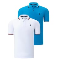 İKİLİ SET T8594 DEWBERRY ERKEK T-SHIRT-BEYAZ-MAVİ