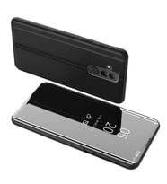 Huawei Mate 20 Lite Uyumlu Aynalı Kapaklı Lüx Kılıf (Siyah)