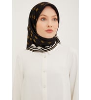 Armine Nostalji Twill İpek Eşarp 8959D-01 (Siyah)