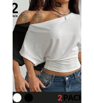 Kadın Büzgülü Detaylı Kayık Yaka Basic T-Shirt Günlük Bluz