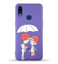 Samsung Galaxy A10s Uyumlu Lansman Kılıf Aşk Tasarımlı İçi Kadife Kapak-Mor (Şeffaf)