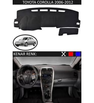 Toyota Coralla 2006-2012 Için Uygun Torpido Koruma Halısı Siyah Kenar Renk Siyah