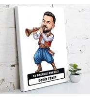 Zurnacıya Hediye Erkek Karikatürlü Kanvas Tablo