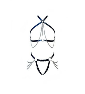 Mulvxbrf Brf02 Siyah Harness Takım Zincir Detaylı Deri Vücut Kemeri - Brf1084 (Mulvix)