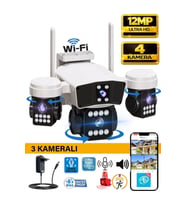 O-KAM OK-206W Wifi 12MP 4 Lens AOV Sirenli Gece Görüş Sesli Akıllı Güvenlik Kamerası Kişi Takibi Ada