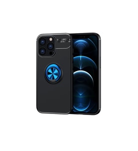 Newface Apple iPhone 13 Pro Kılıf Range Yüzüklü Silikon - Siyah-Mavi