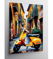 Kanvas Tablo Sarı Scooter Motor