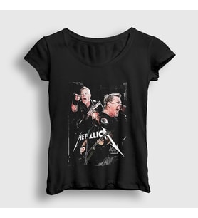 Presmono Kadın Siyah James Hetfield Metallica T-Shirt 66738tt