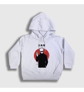 Presmono Unisex Çocuk Beyaz Satoru Anime Jujutsu Kaisen Kapüşonlu Sweatshirt 130627tt