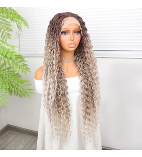 Afro Daa Rus Kumralı Beyaz Platin Ombreli Işıltılı Fiber Sen Tül Peruk