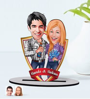 BK Gift Kişiye Özel İsimli Sevgililer Karikatürlü Ahşap Biblo Model-50