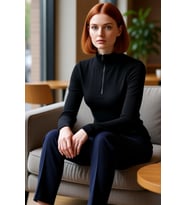 Kadın Fitted Vücuda Oturan Dik Yaka Fermuarlı Uzun Kol Esnek Örme Bluz Modern Cool & Comfort Tarzı