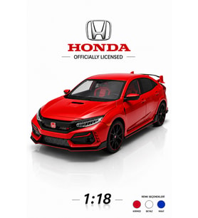Resmi Lisanslı 1:18 Honda Civic Type R FK8 Metal Diecast Model Araba Kırmızı - Işıklı ve Süspansiyonlu