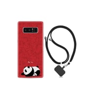 Samsung Galaxy Note 8 Kılıf Resimli Desenli Silikon Boyun Askılı Sleeping Panda 1810