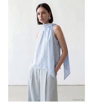 LCW Comfort Mavi Şal Detaylı Dik Yaka Puantiyeli Bluz