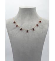 925 Ayar Gümüş Altın Kaplama 17Ct Yarı Değerli Granat Taş Kolye Collezione Di Granati Boemi (Kırmızı-Altın)
