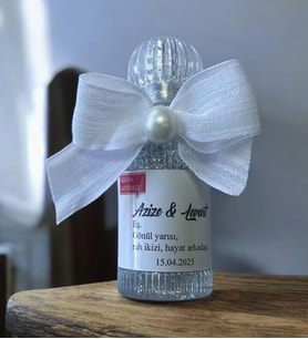 Söz - Nişan -Nikah Hediyesi Simli ve İncili Kolonya (10 Adet) 009 (Şeffaf)