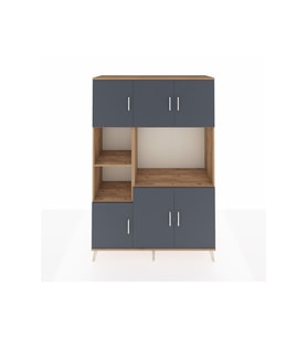 Hyperion Dolap 9 Raflı 6 Kapaklı 132x44x195 Çam-Antrasit/Çam