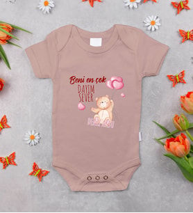 BK Kids Kişiye Özel İsimli Pembe %100 Pamuklu Kısa Kol Bebek Body Zıbın-5, Yeni Doğan Bebek Hediyesi