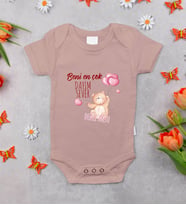 BK Kids Kişiye Özel İsimli Pembe %100 Pamuklu Kısa Kol Bebek Body Zıbın-5, Yeni Doğan Bebek Hediyesi