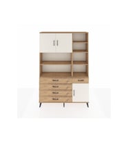 Arges Dolap 9 Raflı 5 Çekmeceli 3 Kapaklı 132x30x195 Çam-Aytaşı/Çam