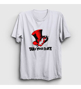 Presmono Unisex Beyaz Persona 5 Take Your Heart T-Shirt 424543tt