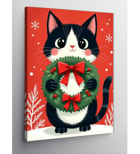 Kanvas Tablo Noel Kedisi
