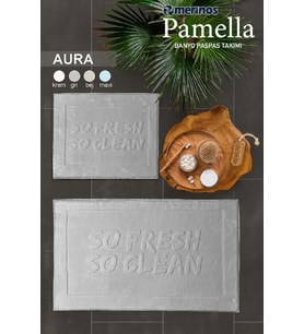 Merinos Pamella 2 Li Banyo Paspas Takımı Aura Gri