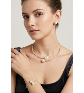 İNCİLİ TAŞLI CHOKER KOLYE BİLEKLİK KÜPE SET