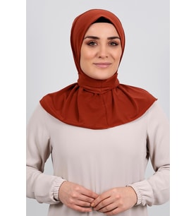 Kiremit Pratik Hazır Geçmeli Tesettür Eşarp Sandy Kumaş Arkadan Çıtçıtlı 2101_05
