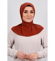 Kiremit Pratik Hazır Geçmeli Tesettür Eşarp Sandy Kumaş Arkadan Çıtçıtlı 2101_05