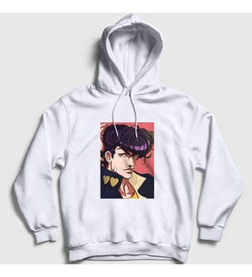 Presmono Unisex Beyaz Josuke Joestar Anime Jojo Kapüşonlu Sweatshirt 321827tt