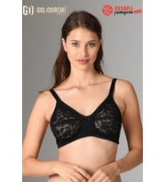NBB Premium Kadın Büyük Beden Mikrofiber Desteksiz Toparlayıcı Minimizer Dantelli Kutulu Tek Sütyen (Siyah)