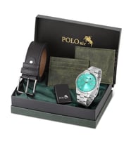 Polo Air Erkek Set Kombin Kemer Cüzdan Kartlık Çakmak Kol Saati Hediyelik Kutusunda Set PL-0964E (Yeşil)