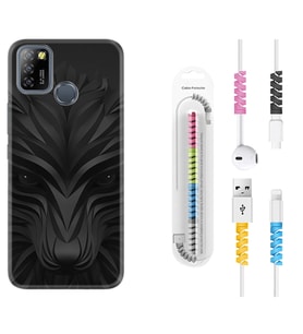 INFINIX Smart 4 5 6 Zero 8 S5 Pro Kılıf Kablo Koruma Spiral Silikon Black Fox 1325