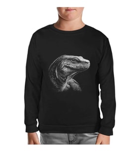 Komodo Dragon Realistic Siyah Çocuk Sweatshirt