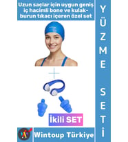 #Bone Esnek Silikon Havuz Deniz Su Geçirmez Büyük Beden Saç Bonesi Kulak Burun Tıkacı Şık Özel Set