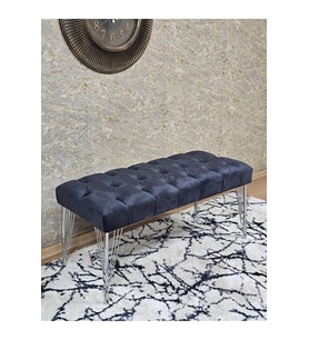 Krom Tel Ayaklı 90 cm Puf Bench - Puf - Bench - Kasalı Oturak - Oturak - Yatak Ucu Puf Füme Renk 90 x 40 Boyut/Ebat (Çok Renkli)
