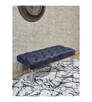 Krom Tel Ayaklı 90 cm Puf Bench - Puf - Bench - Kasalı Oturak - Oturak - Yatak Ucu Puf Füme Renk 90 x 40 Boyut/Ebat (Çok Renkli)