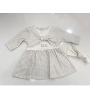 BASKILI PAMUKLU BEBE KIZ ELBİSE (Gri)