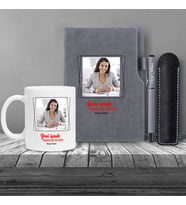 Kişiye Özel Yeni İş Temalı Gri Defter & Gri Roller Kalem ve Kupa Seti