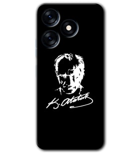 Tecno Spark 10 Pro Kılıf HD Desen Baskılı Kılıf - Atatürk Silüet İmza