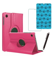 Samsung Galaxy Tab A9 X110 Uyumlu Tablet Kılıfı Cam Ekran Koruyucu Kalem Set (Pembe)