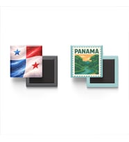 Buzdolap Magnetleri - Panama Bayrağı ve Panama City Posta Pulu Tema - 2'li Set Magneti