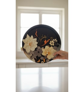 Premium 35 cm Dekoratif Metal Yuvarlak Tepsi – Özel Tasarım