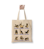 Alman Çoban Köpeği Yoga Alman Kurdu German Shepherd Dogs Bez Çanta Alışveriş Çantası Plaj Çantası (Beyaz)